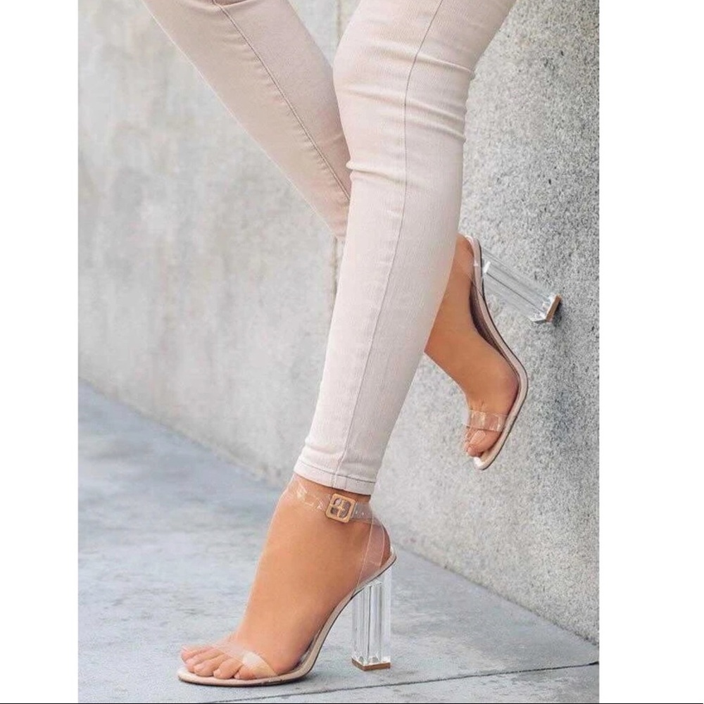 Clear Sexy Strappy Heels - Picture 3 of 8